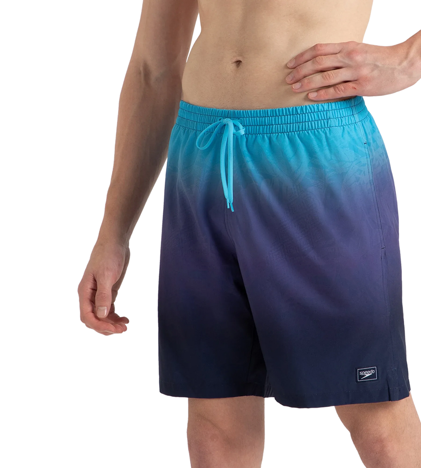 Men's 4 Way Flex Essential Printed Watershorts With Side Pockets - Peacoat, Hapuna Blue & Picton Blue