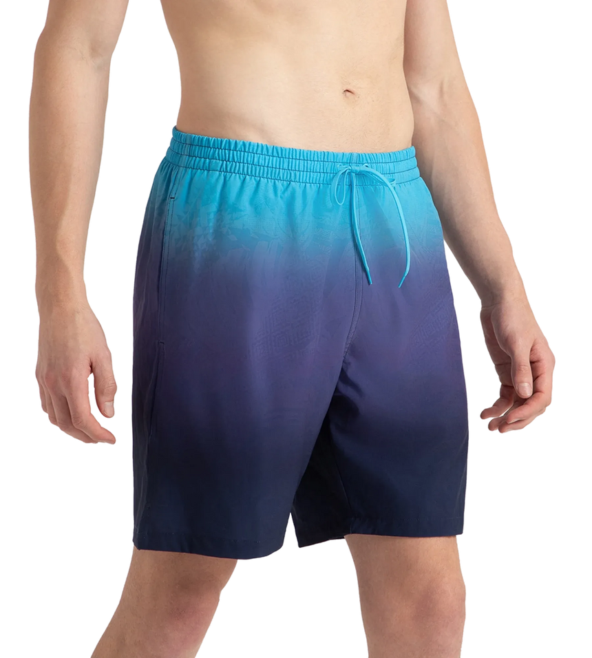 Men's 4 Way Flex Essential Printed Watershorts With Side Pockets - Peacoat, Hapuna Blue & Picton Blue
