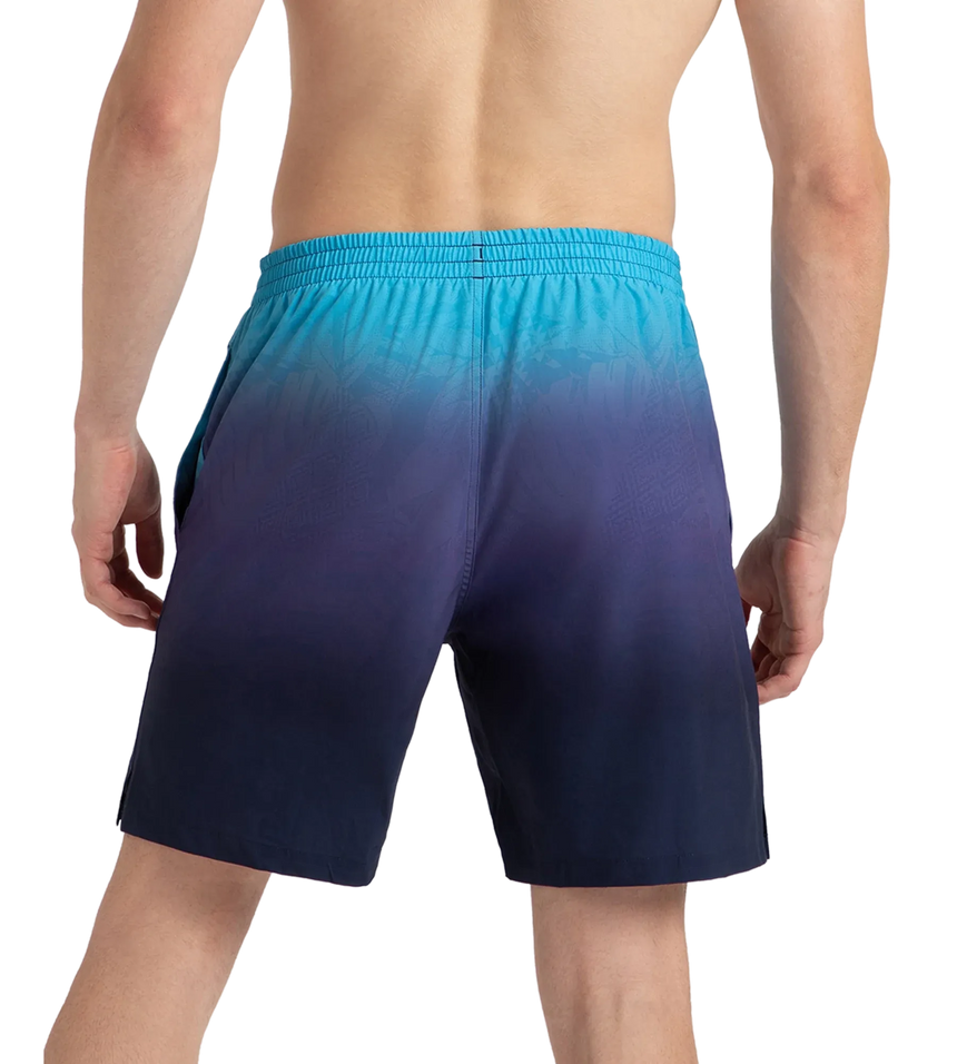 Men's 4 Way Flex Essential Printed Watershorts With Side Pockets - Peacoat, Hapuna Blue & Picton Blue