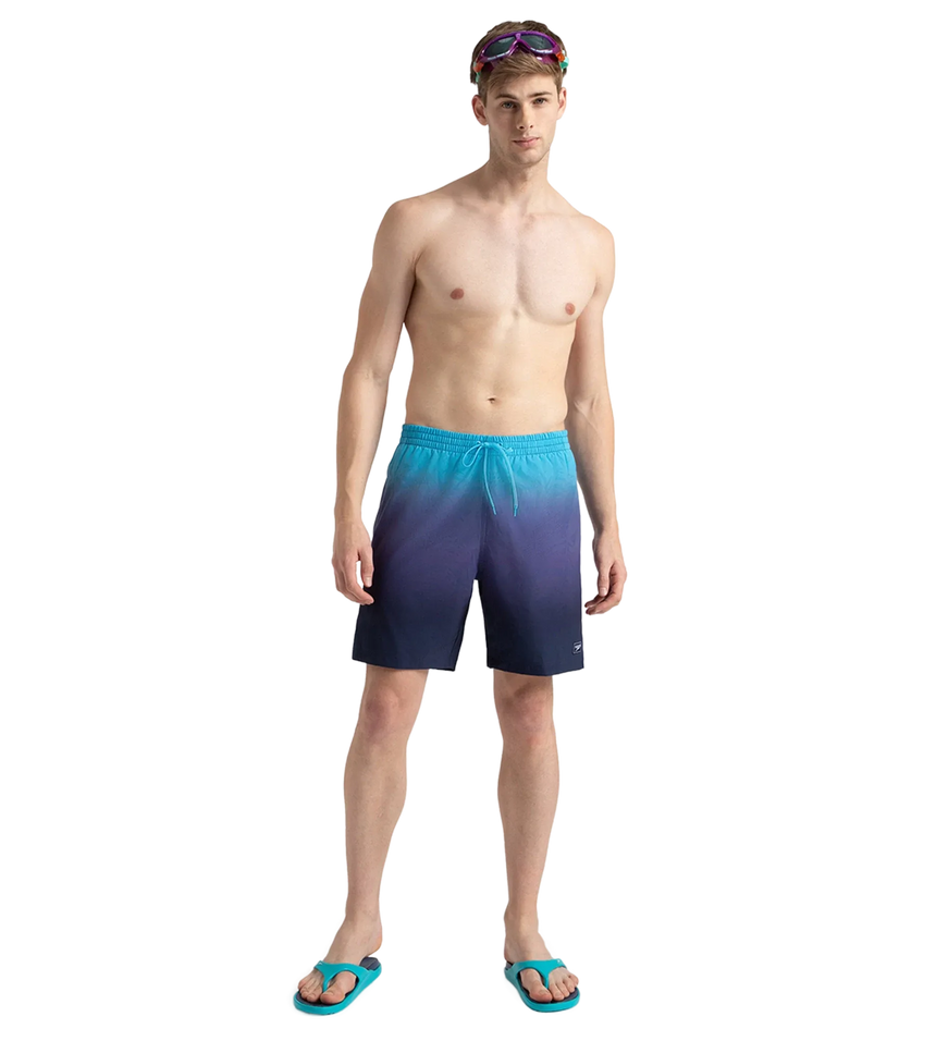 Men's 4 Way Flex Essential Printed Watershorts With Side Pockets - Peacoat, Hapuna Blue & Picton Blue