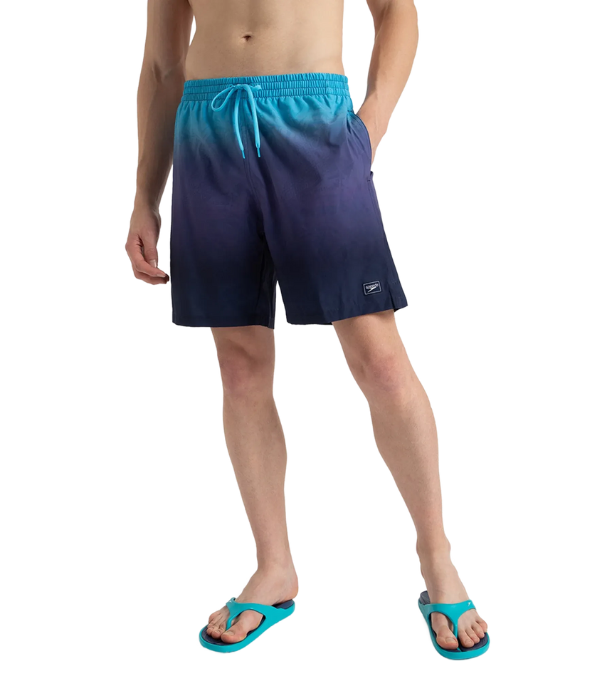 Men's 4 Way Flex Essential Printed Watershorts With Side Pockets - Peacoat, Hapuna Blue & Picton Blue