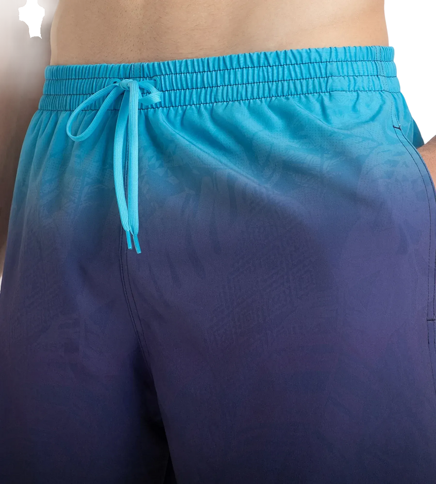 Men's 4 Way Flex Essential Printed Watershorts With Side Pockets - Peacoat, Hapuna Blue & Picton Blue