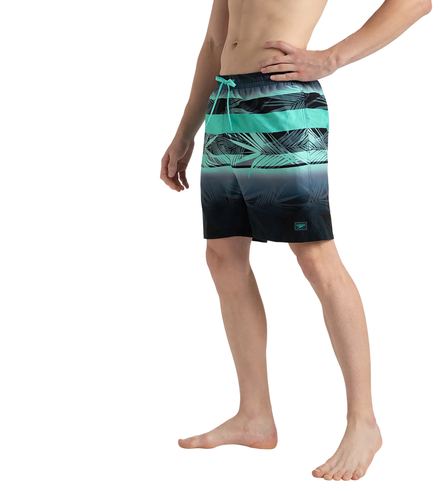 Men's 4 Way Comfort Stretch Essential Printed Watershorts With Side Pockets - Antracite & Arctic Glass