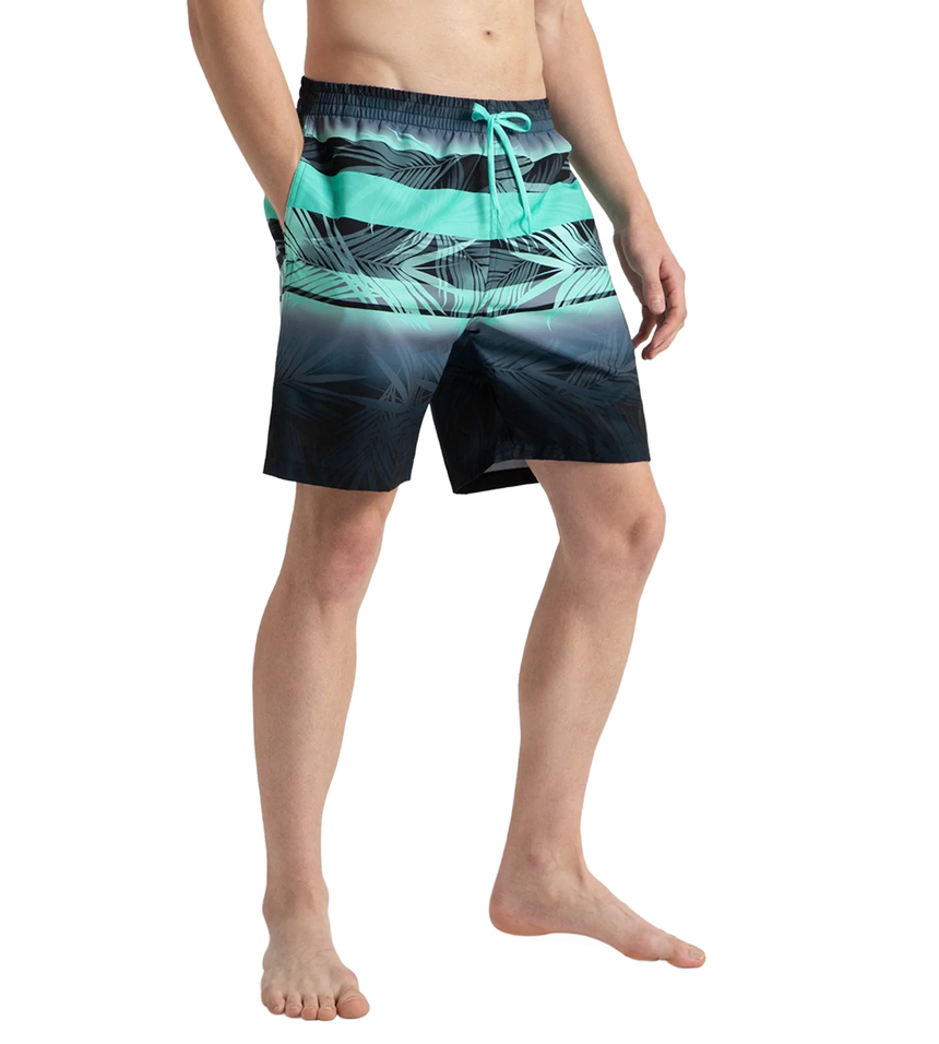 Men's 4 Way Comfort Stretch Essential Printed Watershorts With Side Pockets - Antracite & Arctic Glass