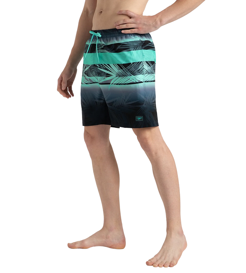 Men's 4 Way Comfort Stretch Essential Printed Watershorts With Side Pockets - Antracite & Arctic Glass
