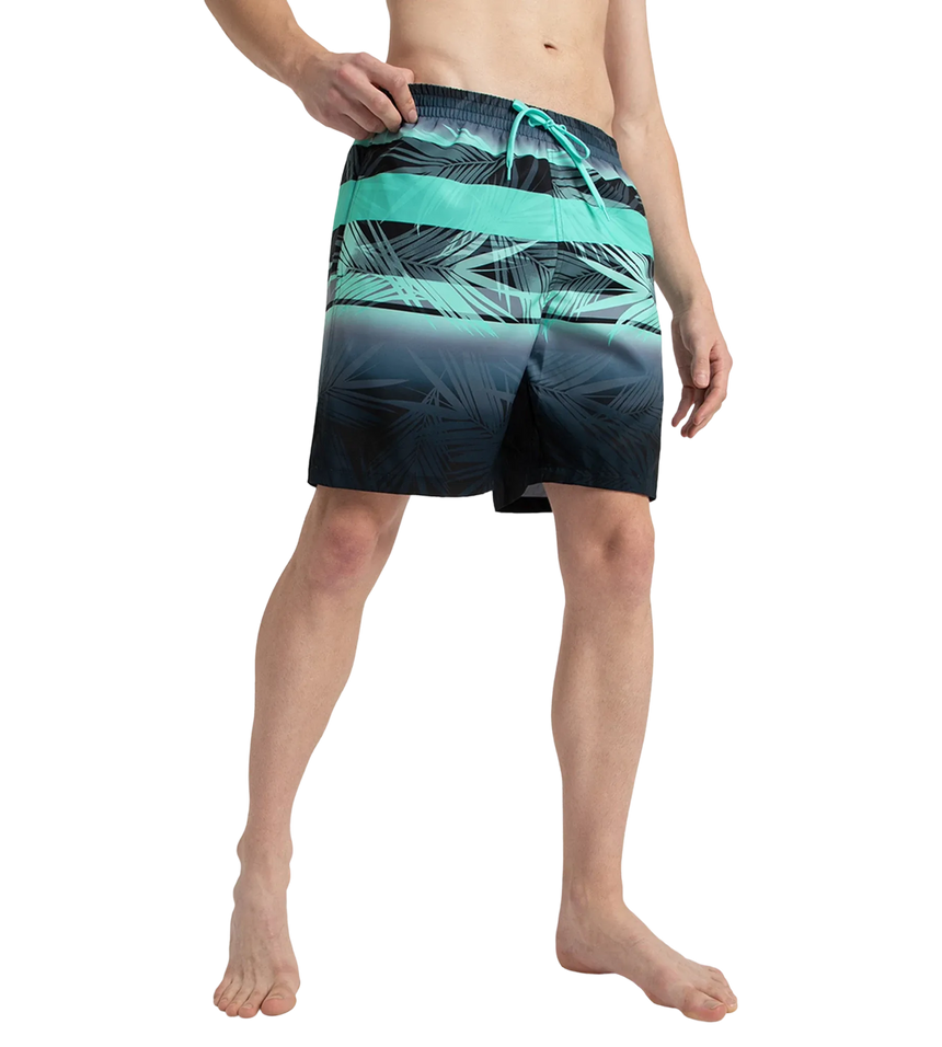 Men's 4 Way Comfort Stretch Essential Printed Watershorts With Side Pockets - Antracite & Arctic Glass