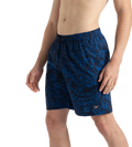 Men's 4 Way Flex Essential Printed Watershorts With Side Pockets - Peacoat & Turkish Sea