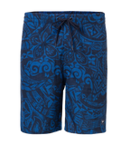 Men's 4 Way Flex Essential Printed Watershorts With Side Pockets - Peacoat & Turkish Sea