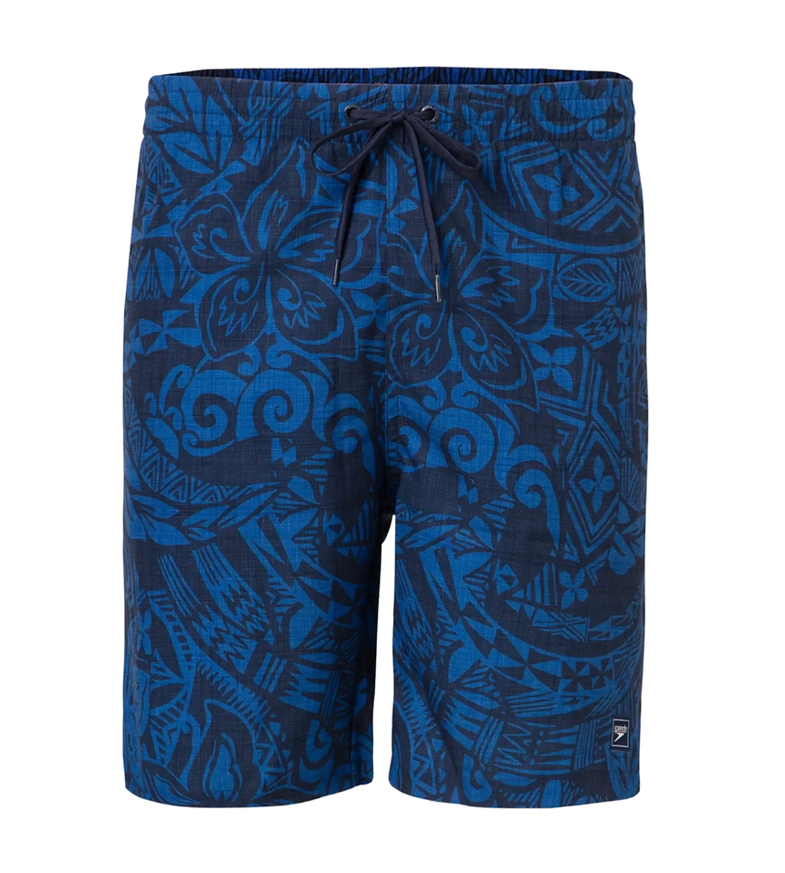 Men's 4 Way Flex Essential Printed Watershorts With Side Pockets - Peacoat & Turkish Sea