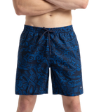 Men's 4 Way Flex Essential Printed Watershorts With Side Pockets - Peacoat & Turkish Sea