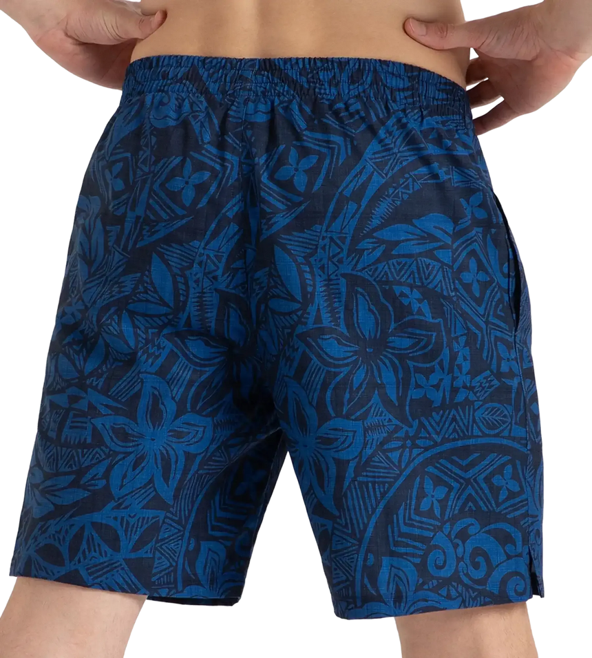 Men's 4 Way Flex Essential Printed Watershorts With Side Pockets - Peacoat & Turkish Sea