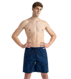 Men's 4 Way Flex Essential Printed Watershorts With Side Pockets - Peacoat & Turkish Sea