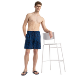 Men's 4 Way Flex Essential Printed Watershorts With Side Pockets - Peacoat & Turkish Sea