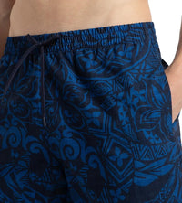 Men's 4 Way Flex Essential Printed Watershorts With Side Pockets - Peacoat & Turkish Sea