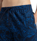 Men's 4 Way Flex Essential Printed Watershorts With Side Pockets - Peacoat & Turkish Sea