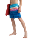 Men's 4 Way Flex Essential Printed Watershorts With Side Pockets - Turkish Sea, Picton Blue & Neon Violet