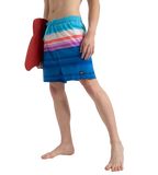 Men's 4 Way Flex Essential Printed Watershorts With Side Pockets - Turkish Sea, Picton Blue & Neon Violet