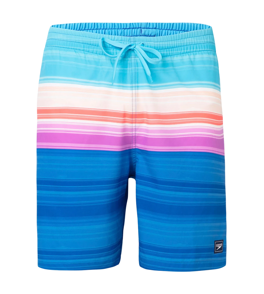 Men's 4 Way Flex Essential Printed Watershorts With Side Pockets - Turkish Sea, Picton Blue & Neon Violet