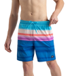 Men's 4 Way Flex Essential Printed Watershorts With Side Pockets - Turkish Sea, Picton Blue & Neon Violet