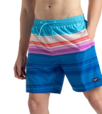 Men's 4 Way Flex Essential Printed Watershorts With Side Pockets - Turkish Sea, Picton Blue & Neon Violet