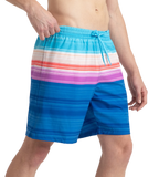 Men's 4 Way Flex Essential Printed Watershorts With Side Pockets - Turkish Sea, Picton Blue & Neon Violet