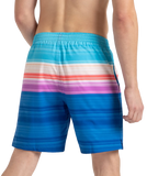 Men's 4 Way Flex Essential Printed Watershorts With Side Pockets - Turkish Sea, Picton Blue & Neon Violet