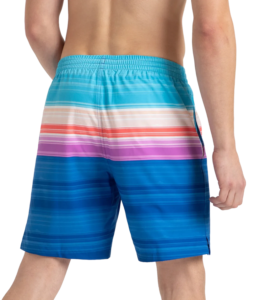 Men's 4 Way Flex Essential Printed Watershorts With Side Pockets - Turkish Sea, Picton Blue & Neon Violet