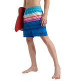 Men's 4 Way Flex Essential Printed Watershorts With Side Pockets - Turkish Sea, Picton Blue & Neon Violet