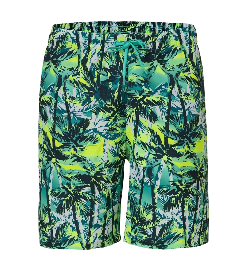 Men's 4 Way Comfort Stretch Essential Printed Watershorts With Side Pockets - Swell Green, Arctic Glass & Hyper Yellow