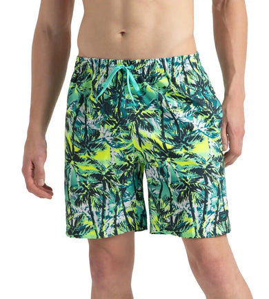 Men's 4 Way Comfort Stretch Essential Printed Watershorts With Side Pockets - Swell Green, Arctic Glass & Hyper Yellow