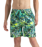 Men's 4 Way Comfort Stretch Essential Printed Watershorts With Side Pockets - Swell Green, Arctic Glass & Hyper Yellow