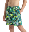 Men's 4 Way Comfort Stretch Essential Printed Watershorts With Side Pockets - Swell Green, Arctic Glass & Hyper Yellow