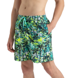 Men's 4 Way Comfort Stretch Essential Printed Watershorts With Side Pockets - Swell Green, Arctic Glass & Hyper Yellow