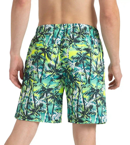 Men's 4 Way Comfort Stretch Essential Printed Watershorts With Side Pockets - Swell Green, Arctic Glass & Hyper Yellow