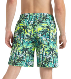 Men's 4 Way Comfort Stretch Essential Printed Watershorts With Side Pockets - Swell Green, Arctic Glass & Hyper Yellow