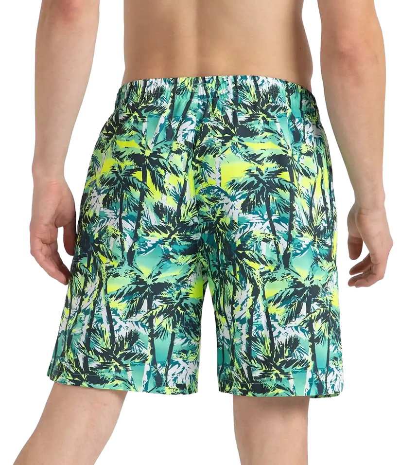 Men's 4 Way Comfort Stretch Essential Printed Watershorts With Side Pockets - Swell Green, Arctic Glass & Hyper Yellow