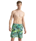 Men's 4 Way Comfort Stretch Essential Printed Watershorts With Side Pockets - Swell Green, Arctic Glass & Hyper Yellow