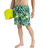 Men's 4 Way Comfort Stretch Essential Printed Watershorts With Side Pockets - Swell Green, Arctic Glass & Hyper Yellow