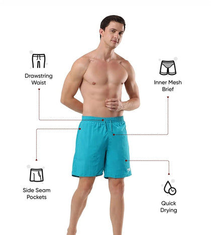 Men's Recycled Nylon Essential Watershorts - Aquarium & White