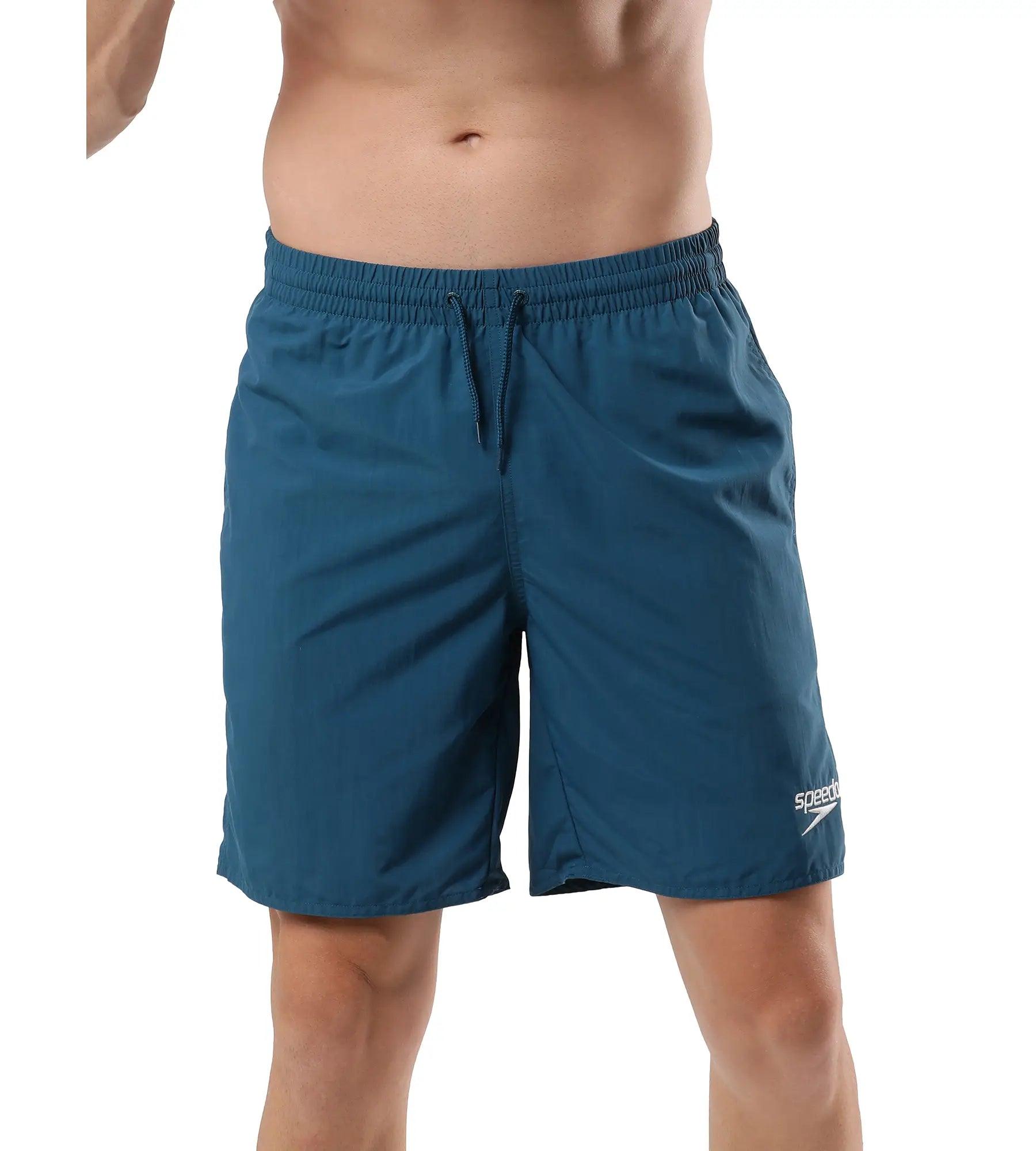 Speedo Badeshort HYBRID Logo 18" – Aus Recyceltem Polyester, Mit Mesh-Innenslip, Schnelltrocknend, Blau (Gr. S)