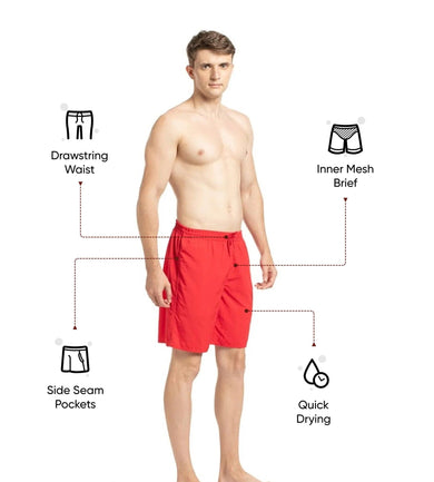 Men's Recycled Nylon Essential Watershorts - Fed Red & White