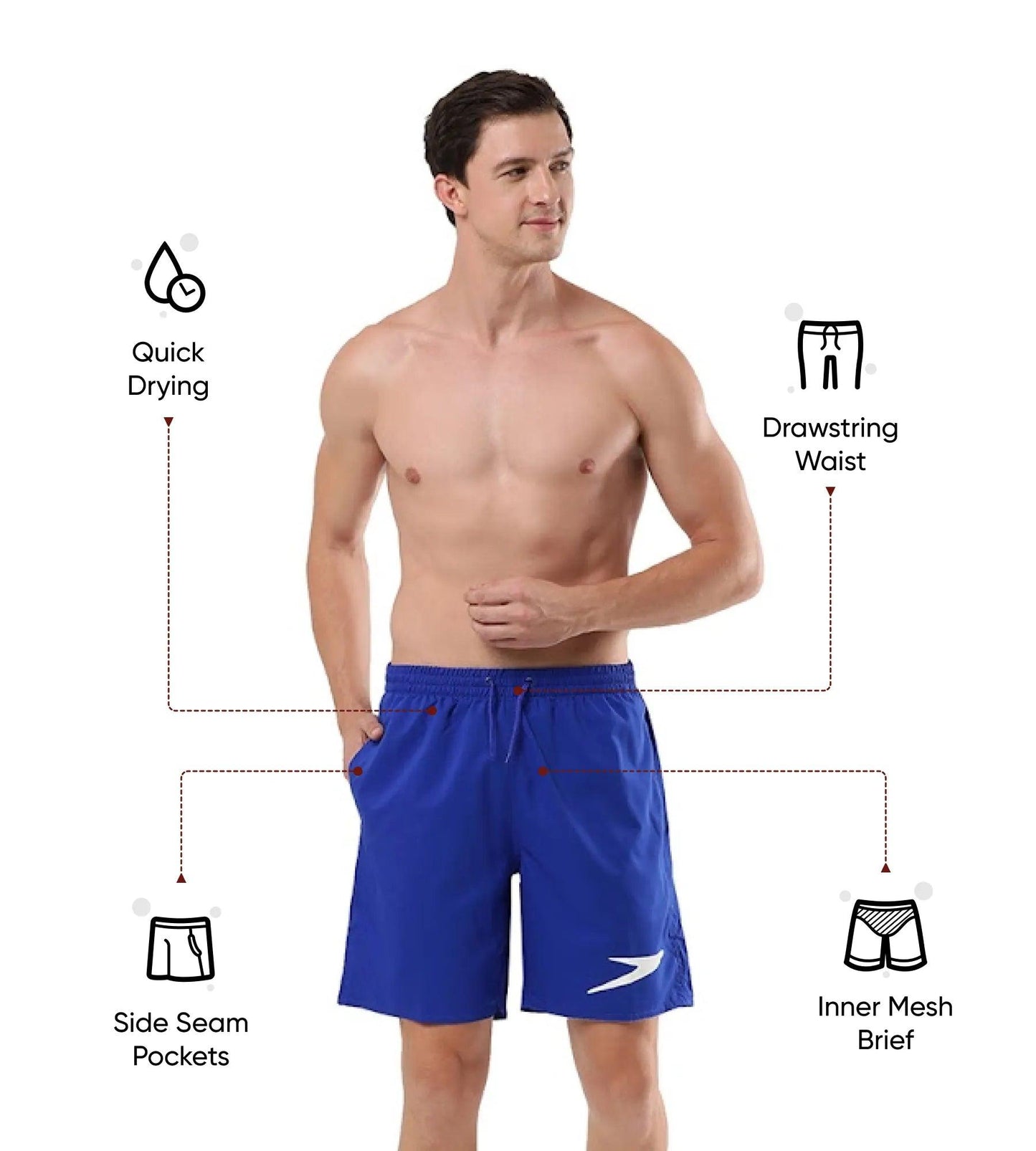 Men's Xpress Lite Essential Placement Printed Watershorts - Chroma Blue & White