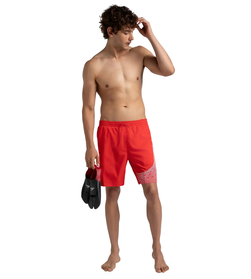 Men's Xpress Lite Essential Medley Logo Printed Watershorts - Watermelon & White