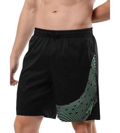 Men's Essential Medley Logo Printed Watershorts - Black  &  Harlequin Green_2