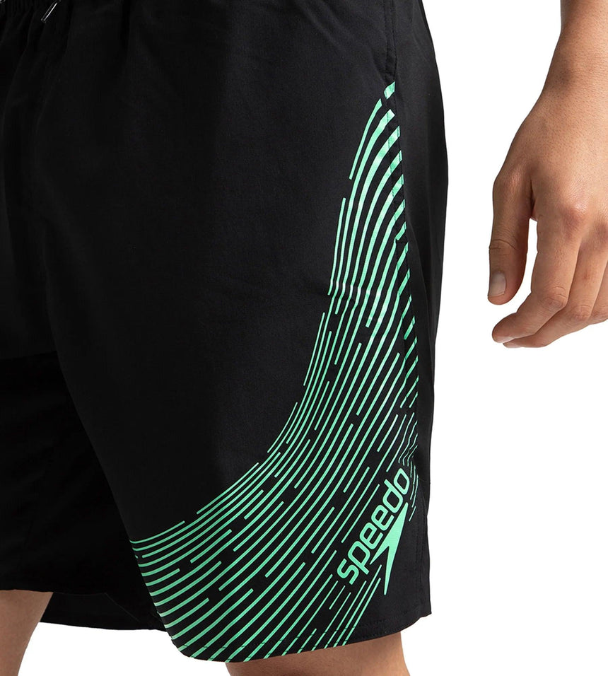 Men's Xpress Lite Essential Medley Logo Printed Watershorts - Black & Harlequin Green