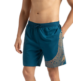 Men's Xpress Lite Essential Medley Logo Printed Watershorts - Dark Teal & Sweet Apricot