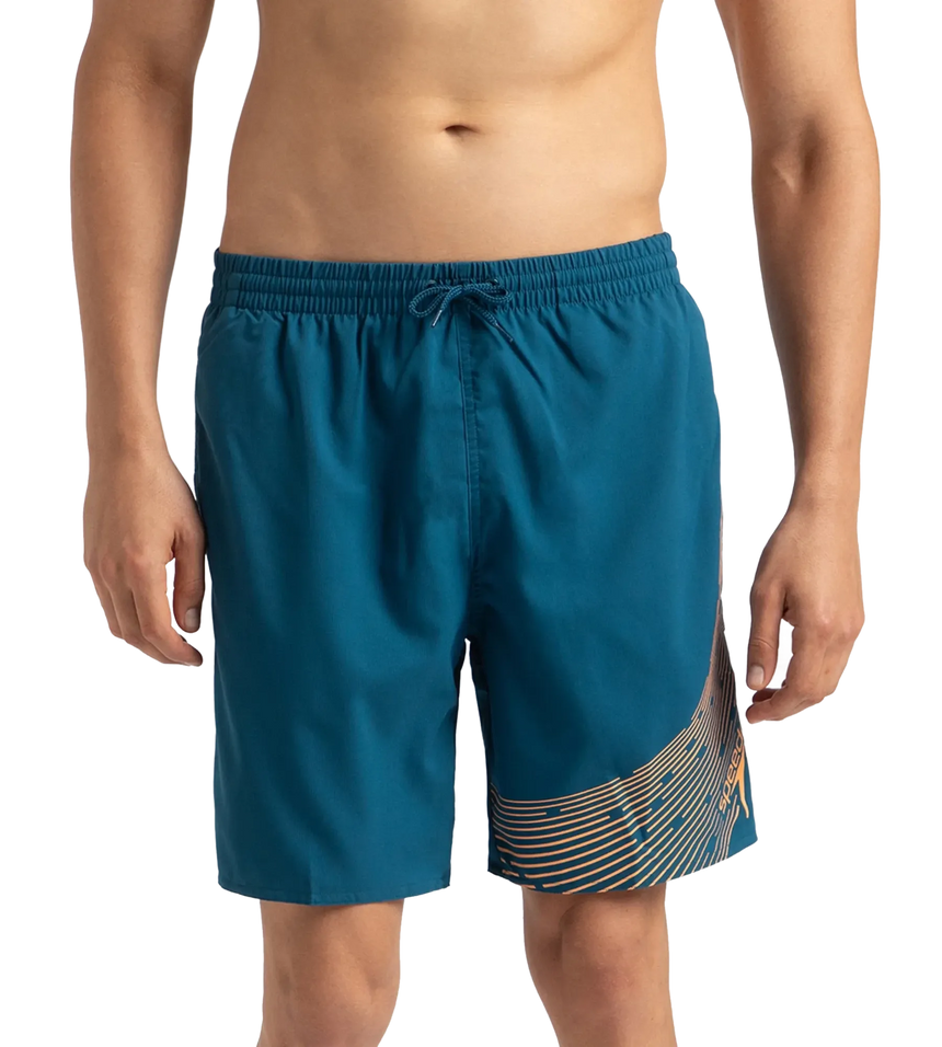 Men's Xpress Lite Essential Medley Logo Printed Watershorts - Dark Teal & Sweet Apricot