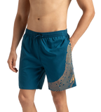 Men's Xpress Lite Essential Medley Logo Printed Watershorts - Dark Teal & Sweet Apricot