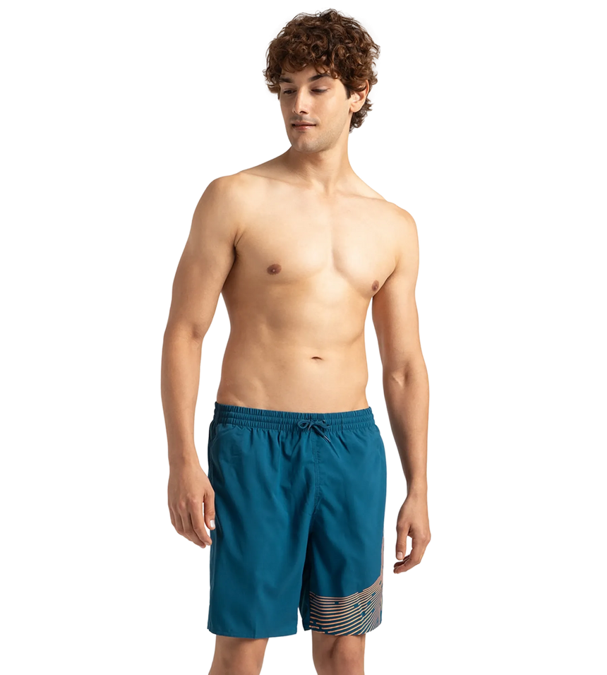 Men's Xpress Lite Essential Medley Logo Printed Watershorts - Dark Teal & Sweet Apricot