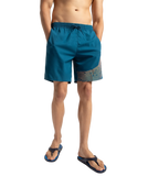 Men's Xpress Lite Essential Medley Logo Printed Watershorts - Dark Teal & Sweet Apricot